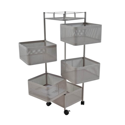 ΤΡΟΛΕΪ ΑΠΟΘΗΚΕΥΣΗΣ ΜΕ 5 ΚΑΛΑΘΙΑ ΜΕΤΑΛΛΙΚΟ ΓΚΡΙ-ΜΠΕΖ ΜΑΤ 28x28x91εκ. ANKOR