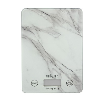 ΖΥΓΑΡΙΑ ΗΛΕΚΤΡΟΝΙΚΗ 5kg ΓΥΑΛΙΝΗ ΜΑΡΜΑΡΟ 15x21,5x1,6εκ.ANKOR