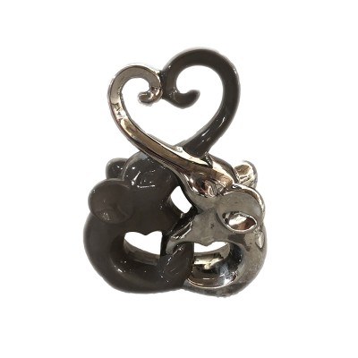 Διακοσμητικά Κεραμικά Ελεφαντάκια Καρδιά Ασημί 20X8.2X25.3εκ.