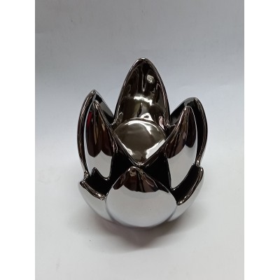 Κεραμικό Διακοσμητικό Ασημί Νούφαρο 13x13x19cm