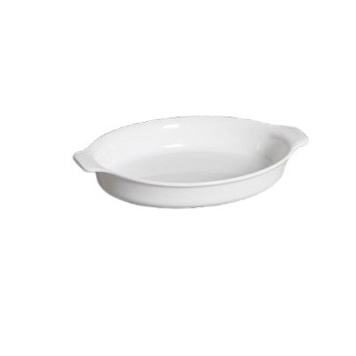 Οβάλ Λευκό Πυρίμαχο Σκεύος από Πορσελάνη με Προστατευτικά χερούλια 40.5cm