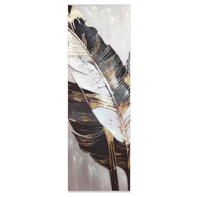 ΠΙΝΑΚΑΣ ΕΛΑΙΟΓΡΑΦΙΑ ΣΕ ΤΥΠΩΜΕΝΟ ΚΑΜΒΑ ΣΧΕΔΙΟ ΦΥΛΛΑ ΜΕ ΧΡΥΣΕΣ ΛΕΠΤΟΜΕΡΕΙΕΣ 30x90εκ. ANKOR