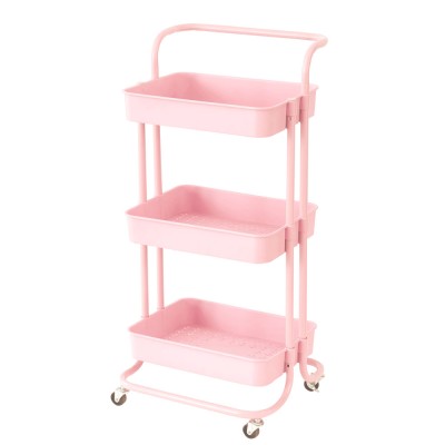 ΜΑΝΑΒΗΣ ΤΡΟΛΕΪ ΜΕΤΑΛΛΙΚΟΣ ΜΕ ΧΕΙΡΟΛΑΒΗ DUSTY PINK 43x36x86 εκ.