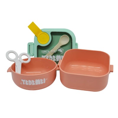 ΦΑΓΗΤΟΔΟΧΕΙΟ ΔΙΠΛΟ ΠΛΑΣΤΙΚΟ ΜΕ ΚΑΠΑΚΙ ΑΣΦΑΛΕΙΑΣ ΚΟΥΤΑΛΙ & ΨΑΛΙΔΙ ΡΟΖ 0,75lt ANKOR