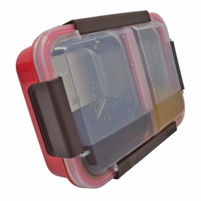 ΦΑΓΗΤΟΔΟΧΕΙΟ ΔΥΟ ΘΕΣΕΩΝ ΠΛΑΣΤΙΚΟ-INOX ΜΕ ΚΑΠΑΚΙ ΑΣΦΑΛΕΙΑΣ ΡΟΖ ANKOR