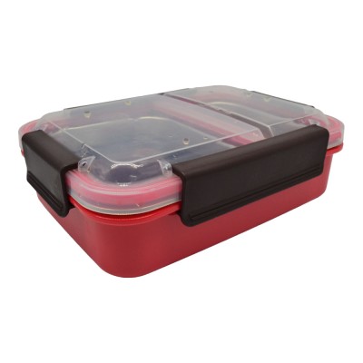 ΦΑΓΗΤΟΔΟΧΕΙΟ ΔΥΟ ΘΕΣΕΩΝ ΠΛΑΣΤΙΚΟ-INOX ΜΕ ΚΑΠΑΚΙ ΑΣΦΑΛΕΙΑΣ ΡΟΖ ANKOR