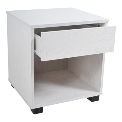 ΚΟΜΟΔΙΝΟ ΞΥΛΙΝΟ ΜΕ ΕΝΑ ΣΥΡΤΑΡΙ ΣΕ ΑΣΠΡΟ ΧΡΩΜΑ 40x36x43εκ. ANKOR