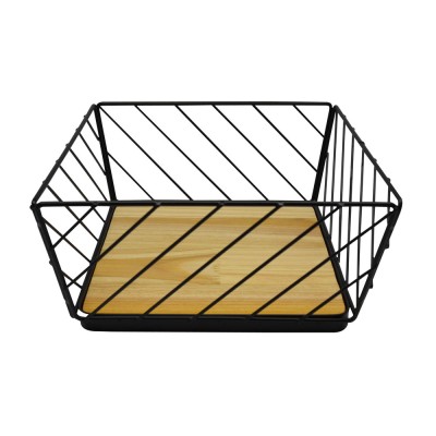 ΦΡΟΥΤΙΕΡΑ ΜΕΤΑΛΛΙΚΗ ΜΑΥΡΗ ΜΕ ΞΥΛΟ 23x23x11εκ. ANKOR