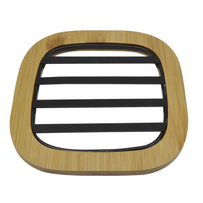 ΣΟΥΠΛΑ ΜΕΤΑΛΛΙΚΟ ΜΑΥΡΟ ΜΕ ΞΥΛΟ ΜΠΑΜΠΟΥ 17x17x1εκ.ANKOR