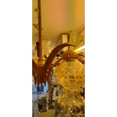 Φωτιστικό Αντίκα ξύλινο 6φωτο