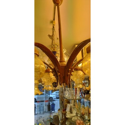 Φωτιστικό Αντίκα ξύλινο 6φωτο