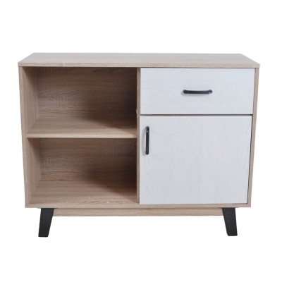 ΝΤΟΥΛΑΠΙ ΞΥΛΙΝΟ ΜΕ ΣΥΡΤΑΡΙ ΚΑΙ ΡΑΦΙ ΣΕ ΑΣΠΡΟ ΚΑΙ ΦΥΣΙΚΟ ΧΡΩΜΑ 94x38x74 εκ. ANKOR