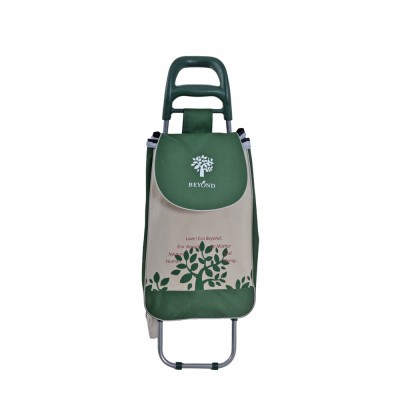 ΚΑΡΟΤΣΙ ΛΑΪΚΗΣ ΜΕΤΑΛΛΙΚΟ ΜΕ ΠΡΑΣΙΝΟ ΣΑΚΟ ΚΑΙ ΣΧΕΔΙΟ ΕΛΙΑ 35x27x94εκ. ANKOR