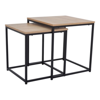 ΣΕΤ 2 ΤΡΑΠΕΖΑΚΙΑ ΞΥΛΙΝΑ ΜΕ ΜΑΥΡΗ ΜΕΤΑΛΛΙΚΗ ΒΑΣΗ 45x45x45εκ. ΚΑΙ 40x40x40εκ. ANKOR