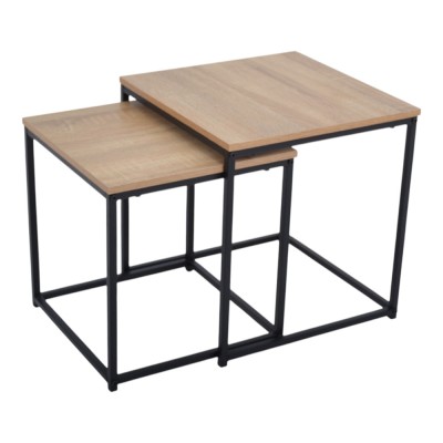 ΣΕΤ 2 ΤΡΑΠΕΖΑΚΙΑ ΞΥΛΙΝΑ ΜΕ ΜΑΥΡΗ ΜΕΤΑΛΛΙΚΗ ΒΑΣΗ 45x45x45εκ. ΚΑΙ 40x40x40εκ. ANKOR