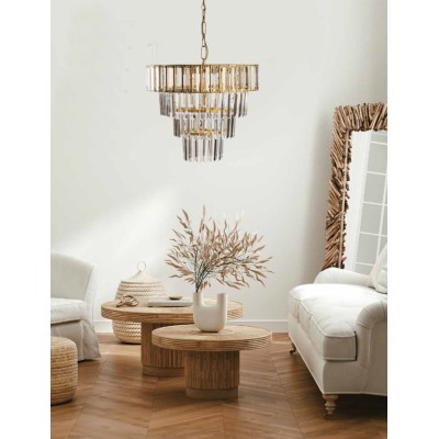 Φωτιστικό Πολύφωτο 7φ μέταλλο χρυσό κρύσταλλα Ε14