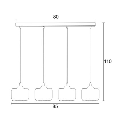 Φωτιστικό Πολύφωτο 4φ Μέταλλο/Κρύσταλλο Ε27