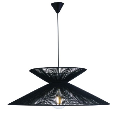 Φωτιστικό μονόφωτο σχοινί μαύρο Ε27 Φ70