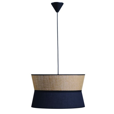 Φωτιστικό μονόφωτο αμπαζούρ διπλό μαύρο/μπεζ Ε27 Φ40