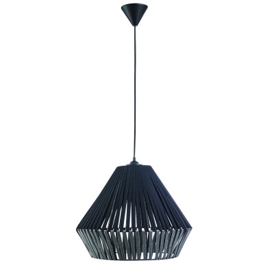 Φωτιστικό μονόφωτο ύφασμα μαύρο/γκρι Ε27 Φ40