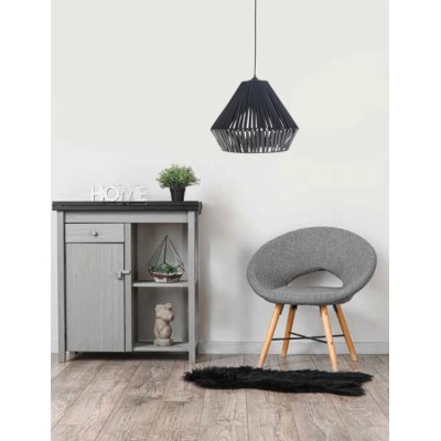 Φωτιστικό μονόφωτο ύφασμα μαύρο/γκρι Ε27 Φ40