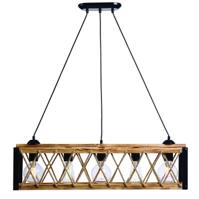 Φωτιστικό Πολύφωτο 5φ Μέταλλο μαύρο/Ξύλο Ε27