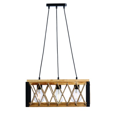 Φωτιστικό Πολύφωτο 3φ Μέταλλο μαύρο/Ξύλο Ε27