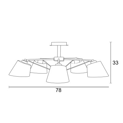 Φωτιστικό Πολύφωτο 5φ Μέταλλο/Αμπαζούρ χρώμιο Ε27