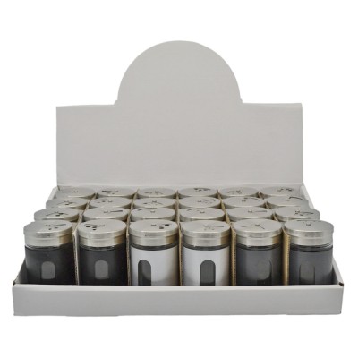 ΣΕΤ 24 ΤΕΜ ΑΛΑΤΟΠΙΠΕΡΑ ΧΡΩΜΑΤΙΣΤΑ INOX ΜΕ ΓΥΑΛΙ 70ml 4,8x4,8x8,2εκ ANKOR