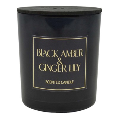 ΑΡΩΜΑΤΙΚΟ ΚΕΡΙ BLACK AMBER & GINGER LILY ΣΕ ΓΥΑΛΙΝΟ ΔΟΧΕΙΟ ΜΕ ΚΑΠΑΚΙ 7x7x7,8εκ. ANKOR