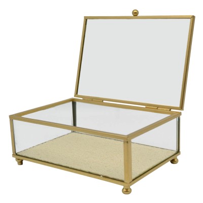 ΚΟΥΤΙ ΑΠΟΘΗΚΕΥΣΗΣ ΚΟΣΜΗΜΑΤΩΝ ΓΥΑΛΙΝΟ ME ΧΡΥΣΟ ΠΛΑΙΣΙΟ 15x10x6εκ. ANKOR