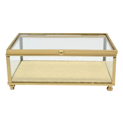 ΚΟΥΤΙ ΑΠΟΘΗΚΕΥΣΗΣ ΚΟΣΜΗΜΑΤΩΝ ΓΥΑΛΙΝΟ ME ΧΡΥΣΟ ΠΛΑΙΣΙΟ 15x10x6εκ. ANKOR