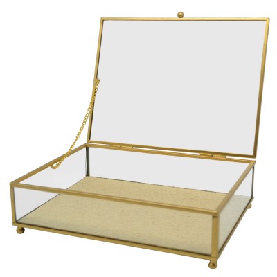 ΚΟΥΤΙ ΑΠΟΘΗΚΕΥΣΗΣ ΚΟΣΜΗΜΑΤΩΝ ΓΥΑΛΙΝΟ ME ΧΡΥΣΟ ΠΛΑΙΣΙΟ 21x16x6εκ. ANKOR