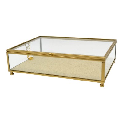 ΚΟΥΤΙ ΑΠΟΘΗΚΕΥΣΗΣ ΚΟΣΜΗΜΑΤΩΝ ΓΥΑΛΙΝΟ ME ΧΡΥΣΟ ΠΛΑΙΣΙΟ 21x16x6εκ. ANKOR