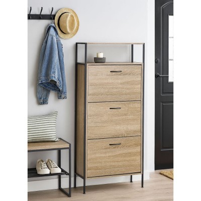 ΠΑΠΟΥΤΣΟΘΗΚΗ ΤΡΙΠΛΗ ΞΥΛΙΝΗ ΜΕ ΜΑΥΡΟ ΜΕΤΑΛΛΙΚΟ ΣΚΕΛΕΤΟ 60x24x141εκ. ANKOR