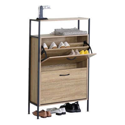 ΠΑΠΟΥΤΣΟΘΗΚΗ ΔΙΠΛΗ ΞΥΛΙΝΗ ΜΕ ΜΑΥΡΟ ΜΕΤΑΛΛΙΚΟ ΣΚΕΛΕΤΟ 60x24x105εκ. ANKOR