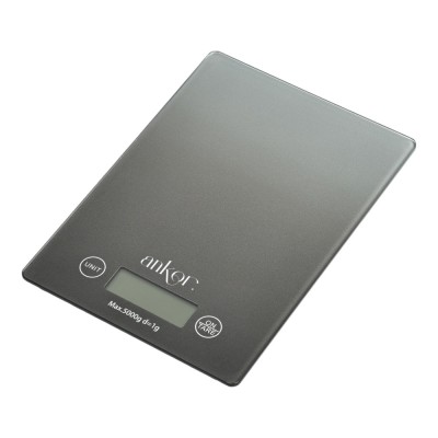 ΖΥΓΑΡΙΑ ΗΛΕΚΤΡΟΝΙΚΗ 5kg ΓΥΑΛΙΝΗ ΓΚΡΙ ΝΤΕΓΚΡΑΝΤΕ 16x23x2εκ.ANKOR